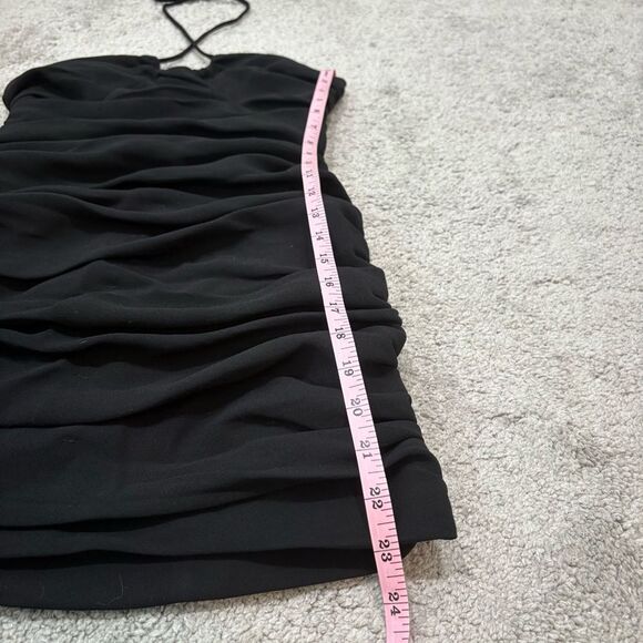 ZARA Black Halter Bodycon Ruched Dress Size S - Picture 4 of 10
